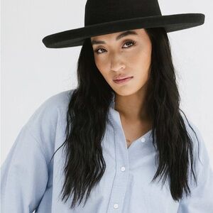 Gigi Pip Black Wide Brim Fedora Hat